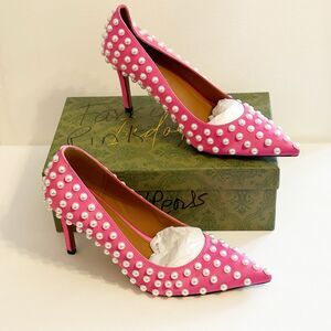 Iadora Pink Pearl-Studded Stiletto Heels Pointed Pumps Womens 7.5 Siren Cocktail